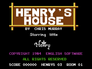 Henry's House title screen for Commodore 64
